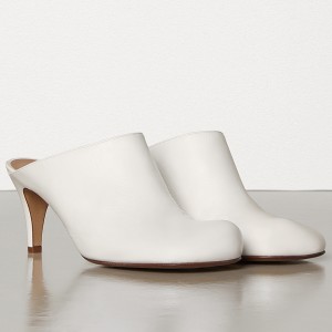 Bottega Veneta Bloc Mules In White Calfskin