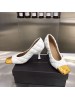 Bottega Veneta White Quilted Pumps With Metal Toe