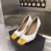 Bottega Veneta White Quilted Pumps With Metal Toe