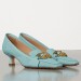 Bottega Veneta BV Madame Pumps In Blue Embossed Lizard