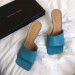 Bottega Veneta Square Toe Mules In Blue Nappa Leather