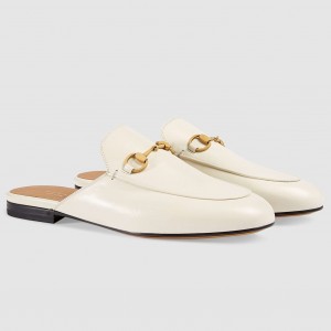 Gucci Princetown Slippers In White Leather