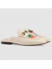 Gucci White Princetown Slippers With Gucci Strawberry