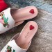 Gucci White Princetown Slippers With Gucci Strawberry