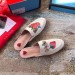 Gucci White Princetown Slippers With Gucci Strawberry