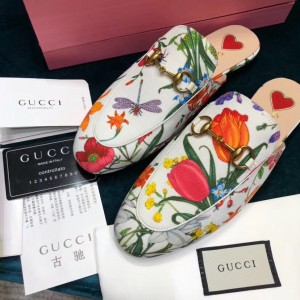 Gucci Princetown Slippers In Flora Print Canvas