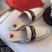 Gucci Princetown Canvas Slippers With Green Leather Trim