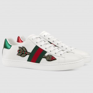 Gucci White Women Ace Embroidered Arrow Sneaker
