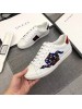 Gucci White Women Ace Embroidered Kingsnake Sneaker