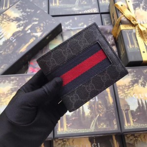 Gucci Black Web GG Supreme Bi-fold Wallet