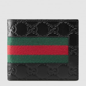 Gucci Black Signature Web Bi-fold Wallet