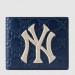 Gucci Blue Signature Bi-fold Wallet With New York Yankees Patch