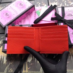 Gucci Orange Stripe Leather Bi-fold Wallet