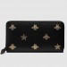 Gucci Bee Star Zip Around Wallet In Black Leather