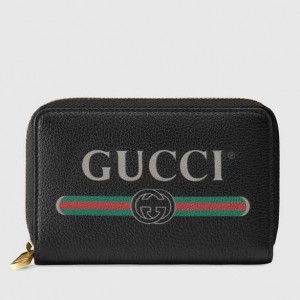 Gucci Black Print Leather Card Case