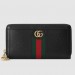 Gucci Black Leather Ophidia Zip Around Wallet