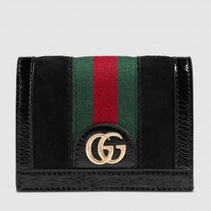 Gucci Black Suede Ophidia Card Case Wallet