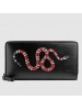 Gucci Black Kingsnake Print Leather Zip Around Wallet