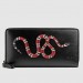 Gucci Black Kingsnake Print Leather Zip Around Wallet