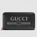 Gucci Black Print Leather Zip Around Wallet