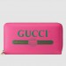 Gucci Pink Print Leather Zip Around Wallet