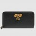 Gucci Black Leather Zip Around Wallet With Bow