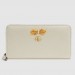 Gucci White Leather Zip Around Wallet With Bow