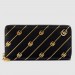 Gucci Black Zip Around Wallet With Double G stripe