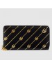Gucci Black Zip Around Wallet With Double G stripe