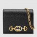 Gucci Zumi Card Case Wallet In Black Grainy Leather