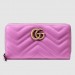 Gucci Pink GG Marmont Zip Around Wallet