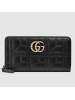 Gucci Black GG Marmont Zip Around Wallet With Pearls