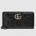 Gucci Black GG Marmont Zip Around Wallet With Pearls