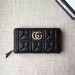 Gucci Black GG Marmont Zip Around Wallet With Pearls