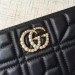 Gucci Black GG Marmont Zip Around Wallet With Pearls