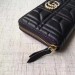 Gucci Black GG Marmont Zip Around Wallet With Pearls