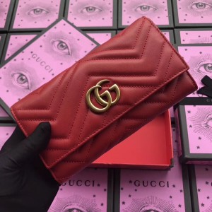 Gucci Red GG Marmont Continental Wallet