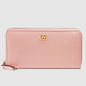 Gucci Light Pink Leather Zip Around Wallet
