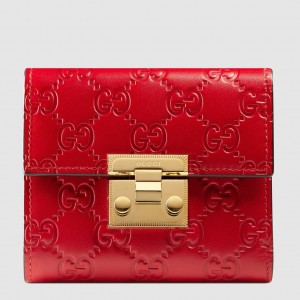 Gucci Padlock Wallet In Red Signature Leather