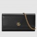 Gucci GG Marmont Chain Wallet In Black Leather