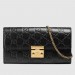 Gucci Padlock Continental Chain Wallet In Black Gucci Signature Leather