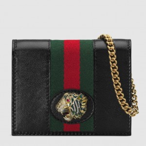 Gucci Black Rajah Chain Card Case Wallet