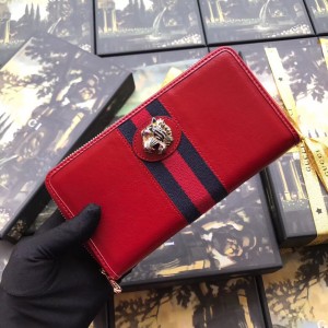 Gucci Rajah Zip Around Wallet In Red Leather