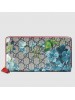 Gucci Blue GG Blooms Zip Around Wallet