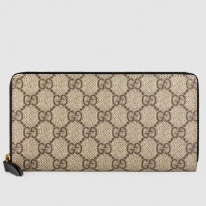 Gucci Beige GG Supreme Zip Around Wallet