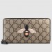 Gucci Bee Print GG Supreme Zip Around Wallet