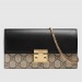 Gucci Padlock Continental Chain Wallet In GG Supreme Canvas