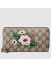 Gucci GG Supreme Floral Zip Around Wallet