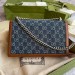Gucci Dionysus Small Shouler Bag In GG Washed Denim