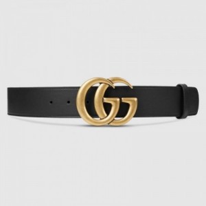 Gucci GG Marmont leather belt with shiny buckle